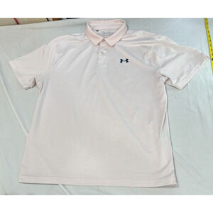 Under Armour Polo Shirt Men's Size XL Pink Striped Short Sleeve Performance polo